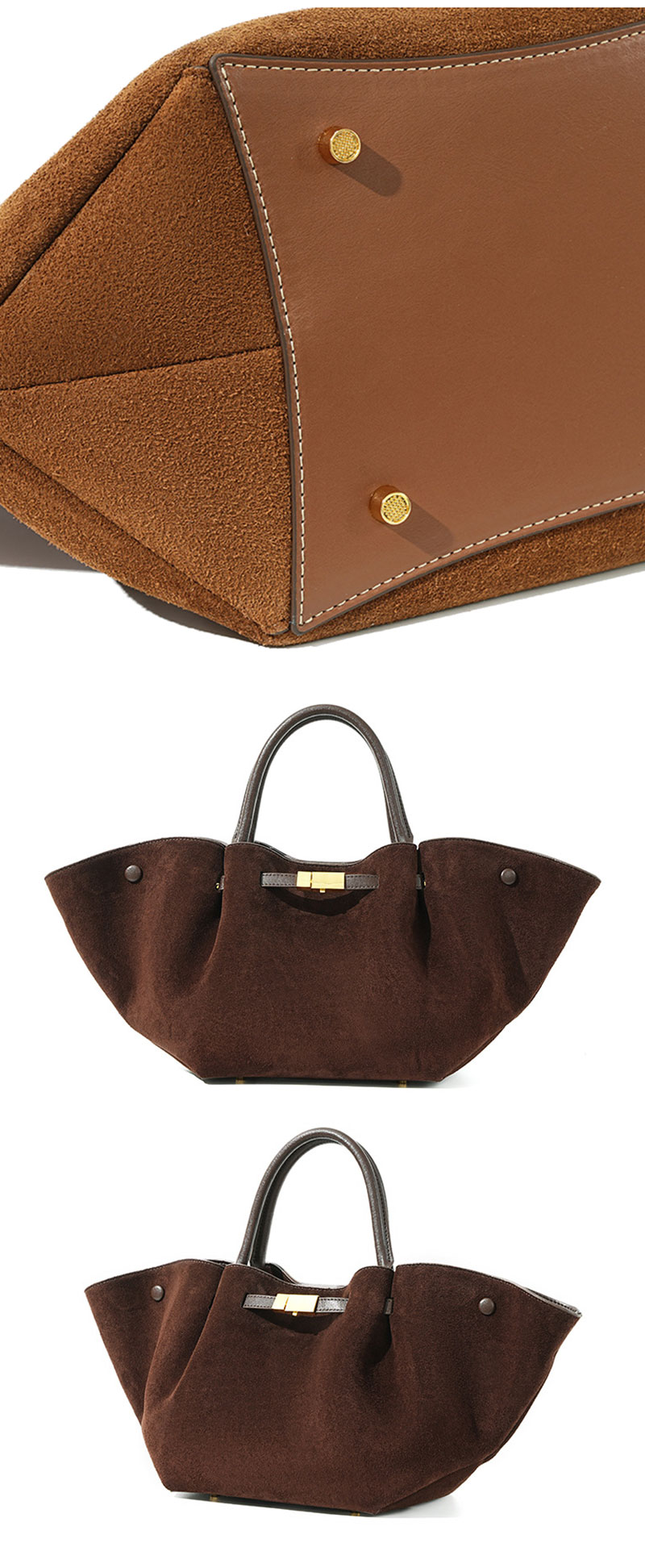 Luxurious Suede Leather Tote Bag with Adjustable Shoulder Strap