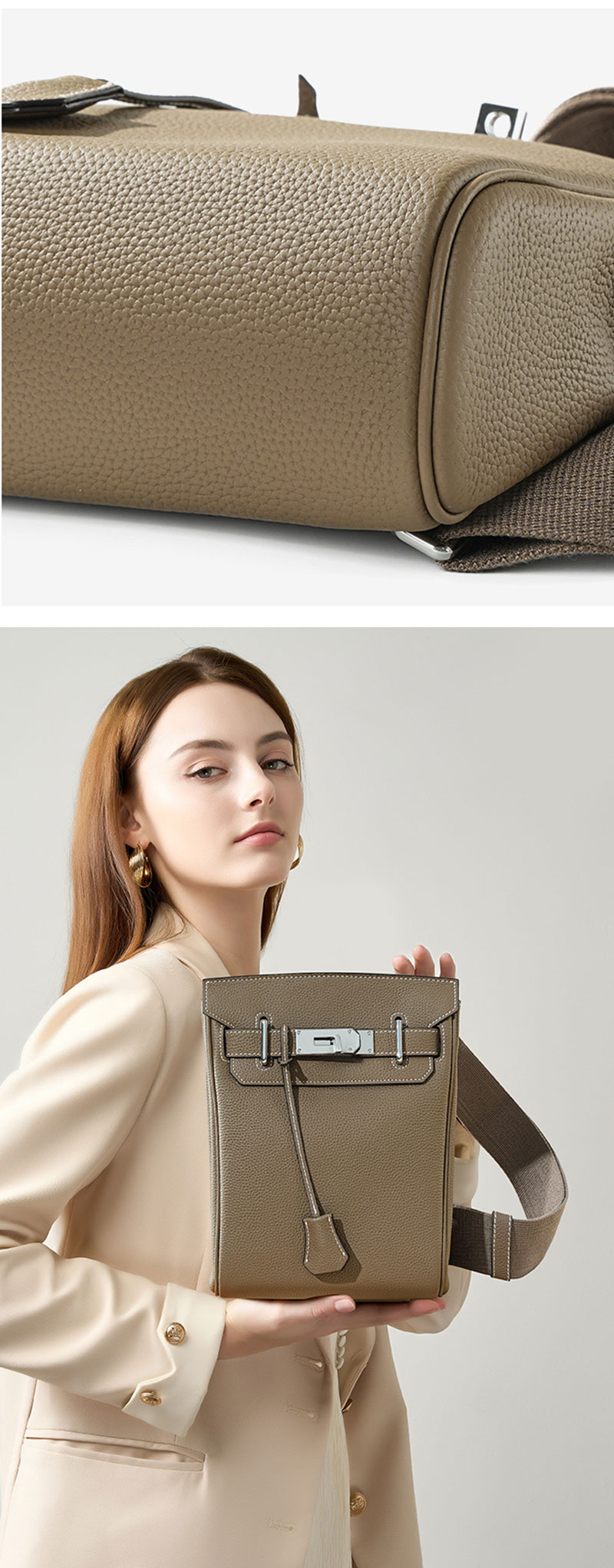 High End Designer Pebbled Leather Crossbody Bag for Men and Women