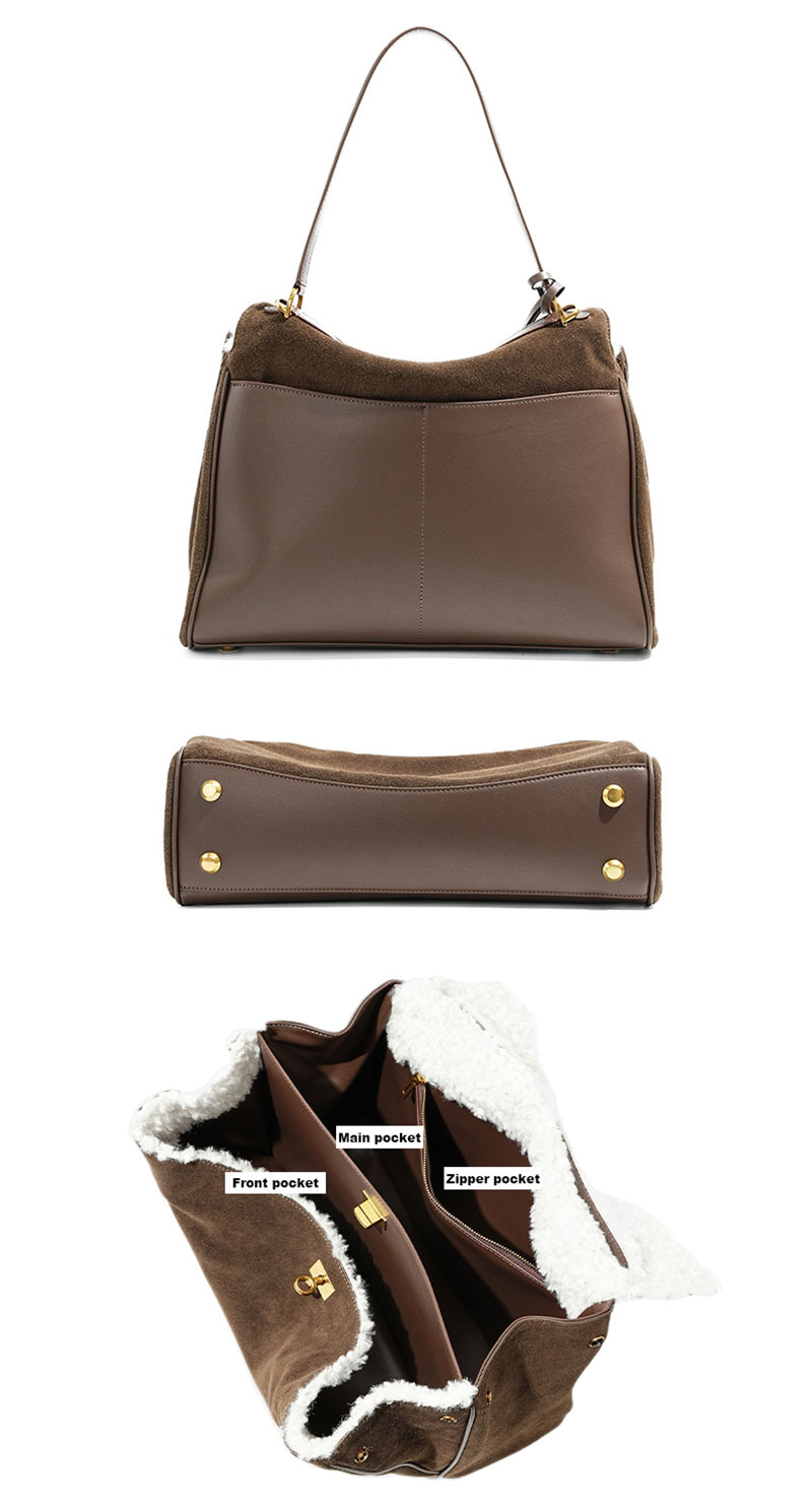 Stylish Winter Genuine Suede Leather Shoulder Bag for Women