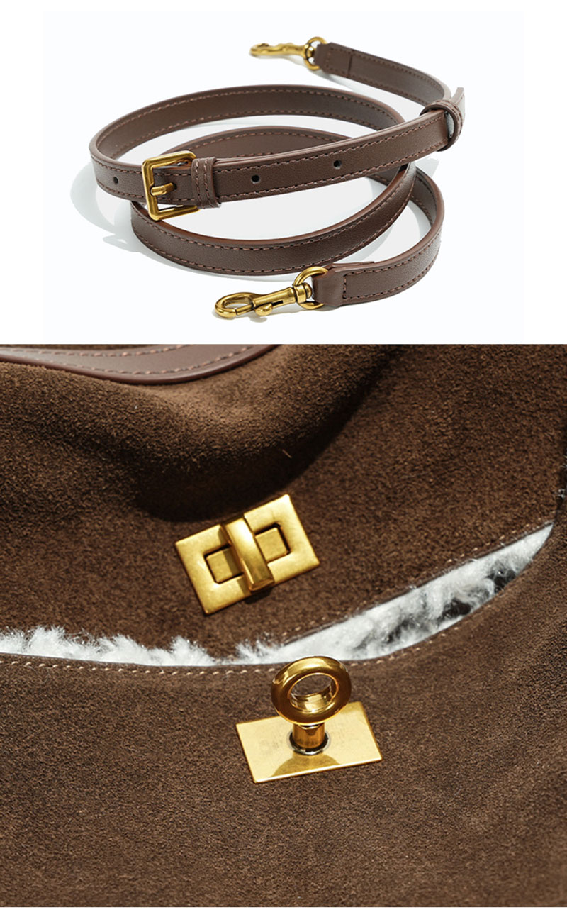 Stylish Winter Genuine Suede Leather Shoulder Bag for Women