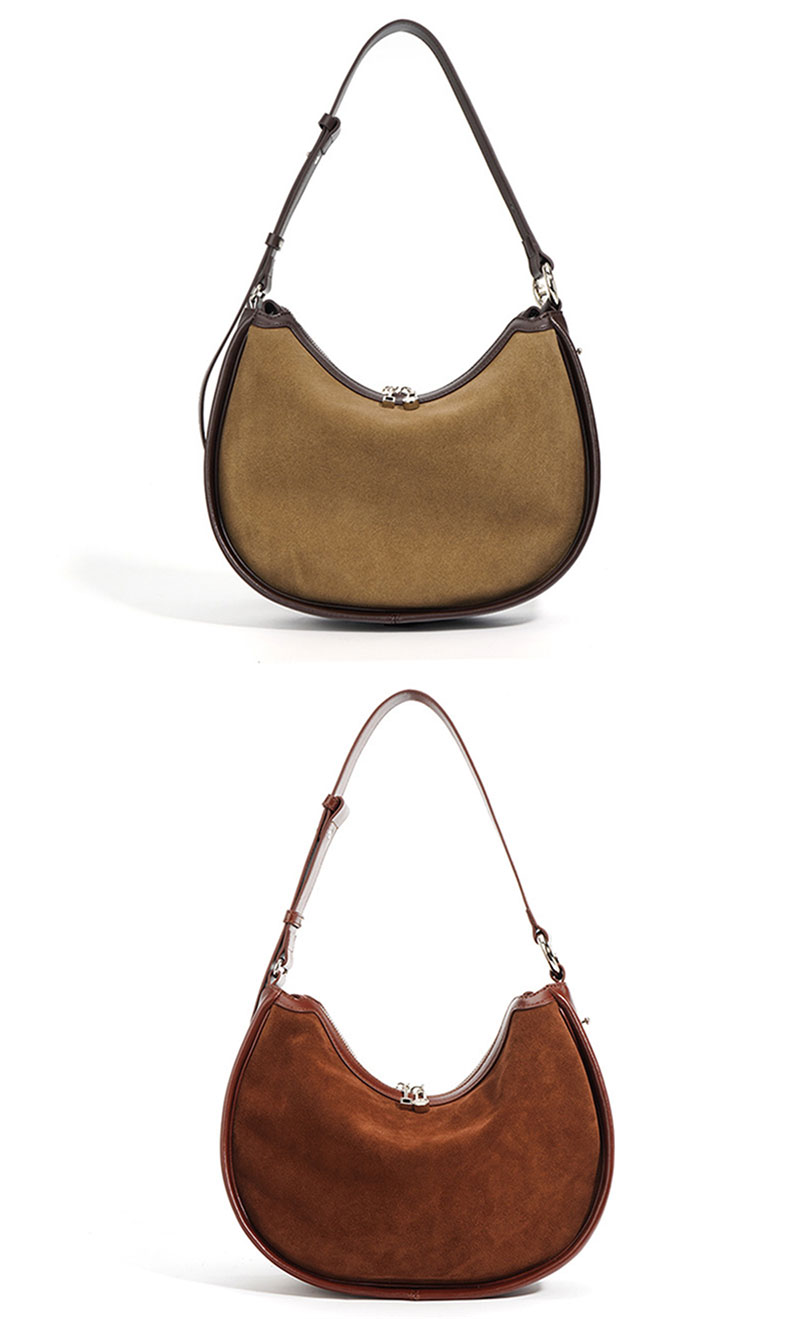 Luxury Brown Suede Leather Shoulder Bag for Fashionable Women