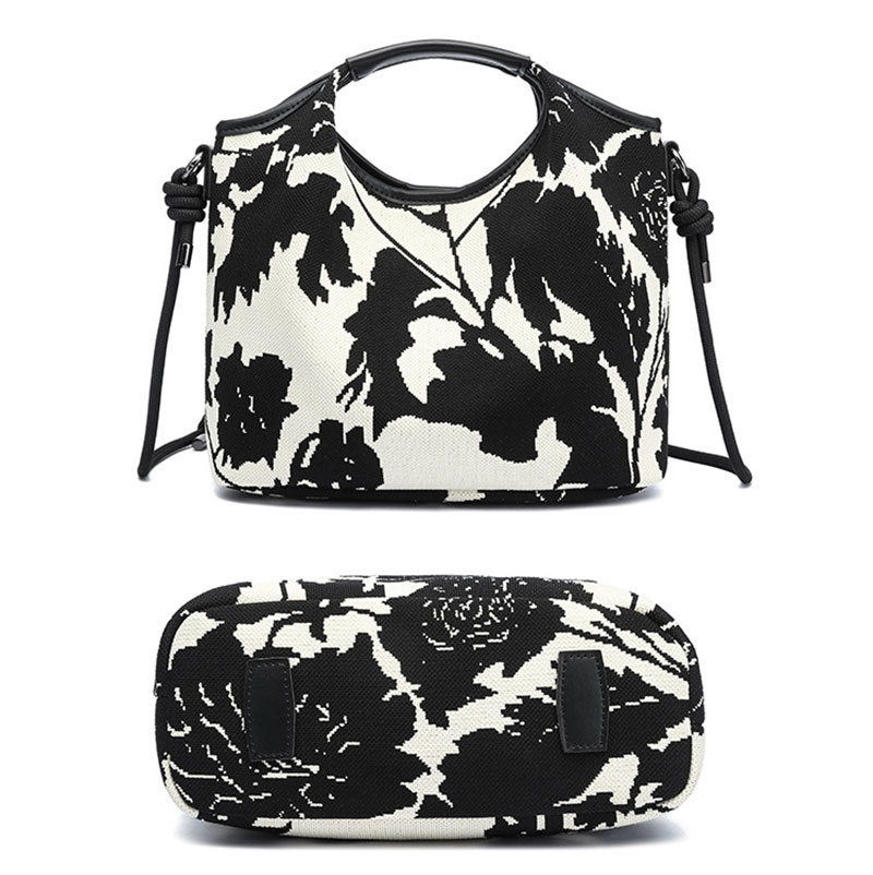 New Arrivel Flower Flyknit Women Tote Bag with Long Shoulder Strap