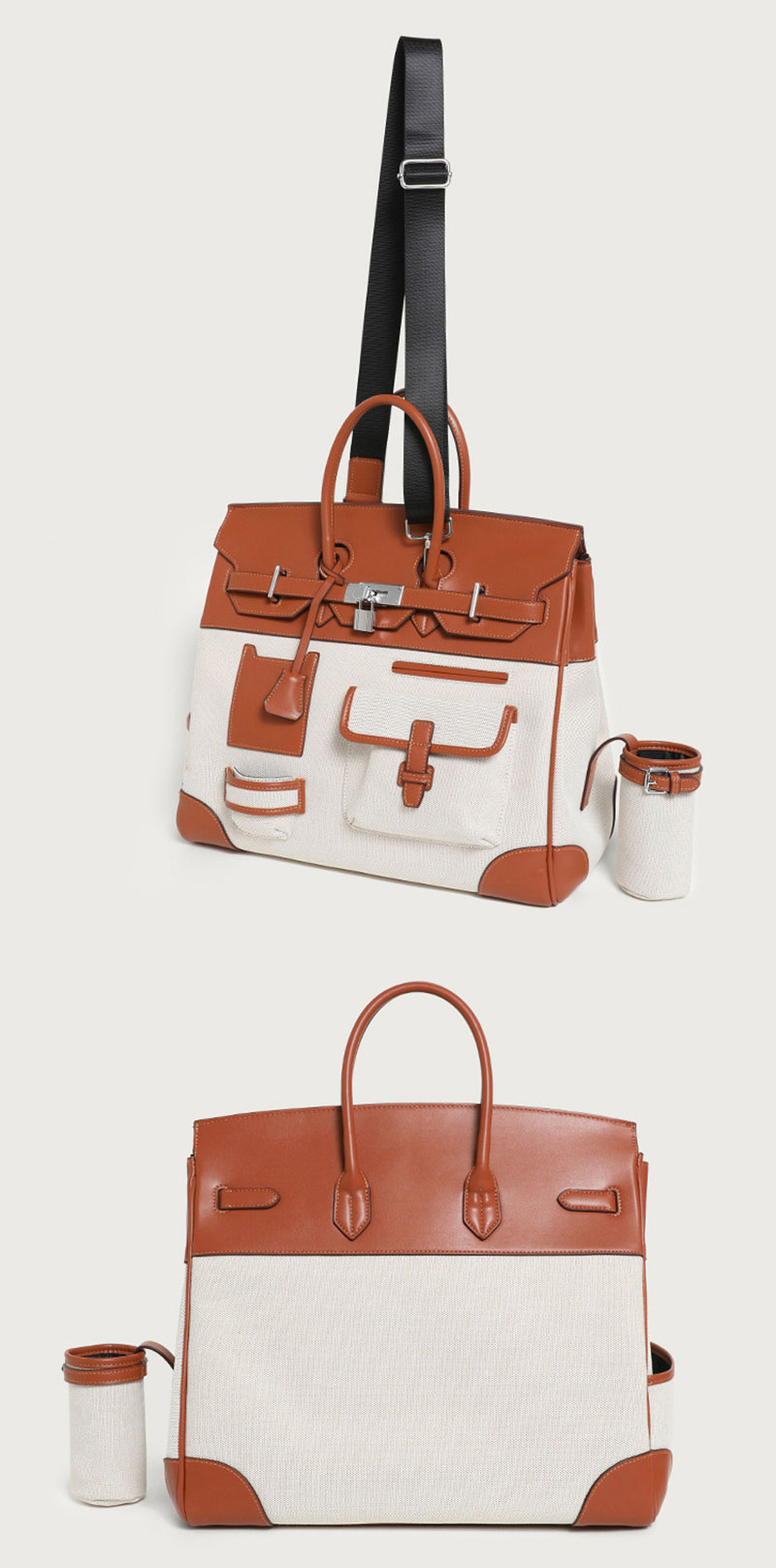 Stylish Designer Berkin PU Leather Canvas Tote Bag for Women