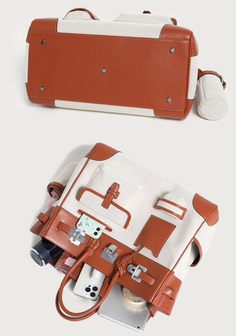 Stylish Designer Berkin PU Leather Canvas Tote Bag for Women