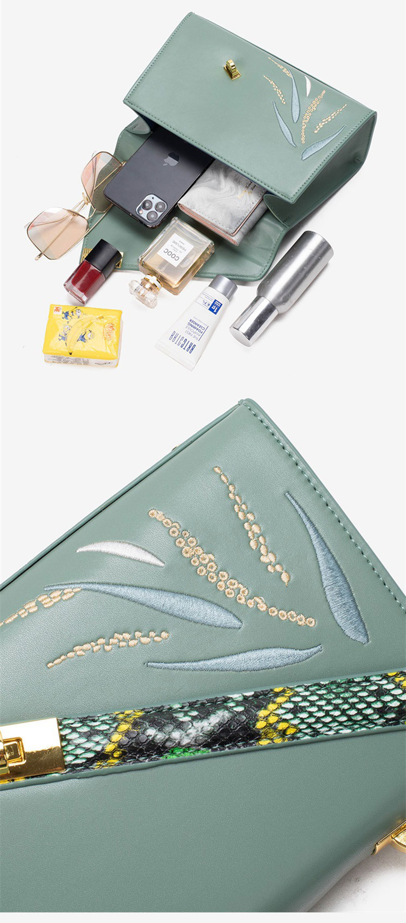 Custom Design Embroidery PU Leather Crossbody Shoulder Bag for Women