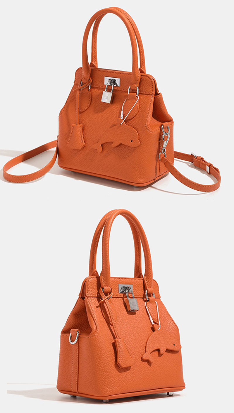 Chic Orange Pebbled Leather Tote Bag for Fashion-Forward Women
