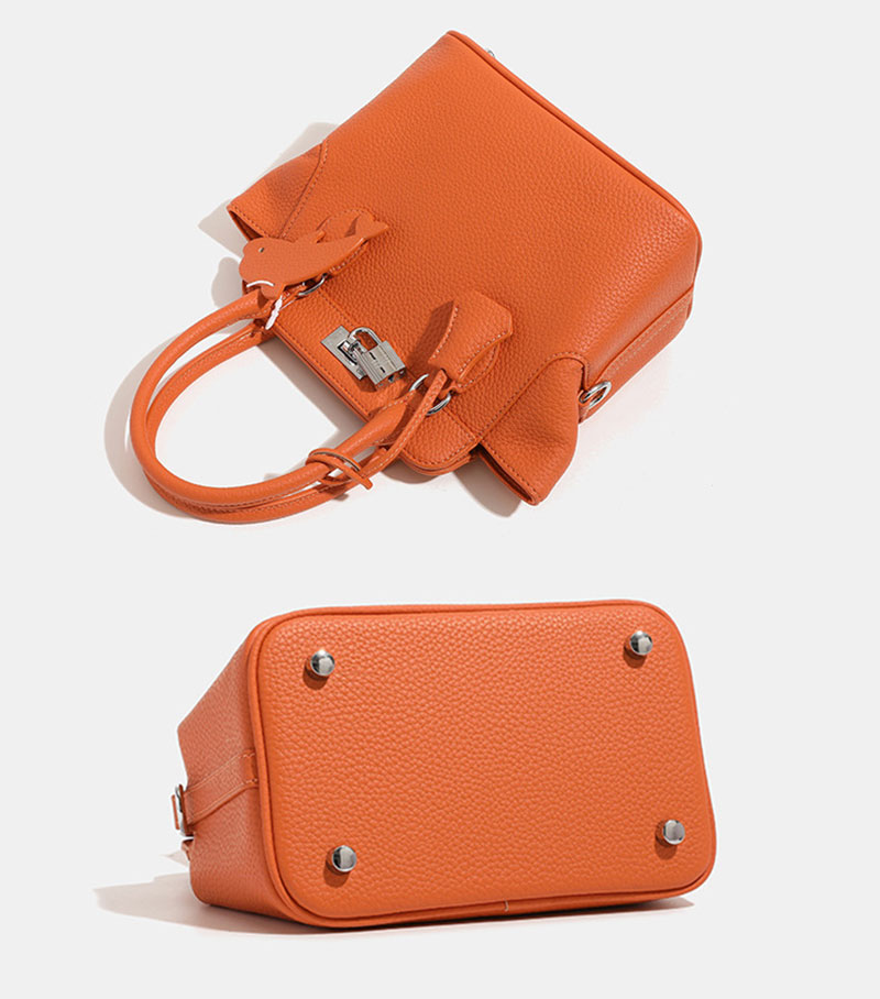 Chic Orange Pebbled Leather Tote Bag for Fashion-Forward Women