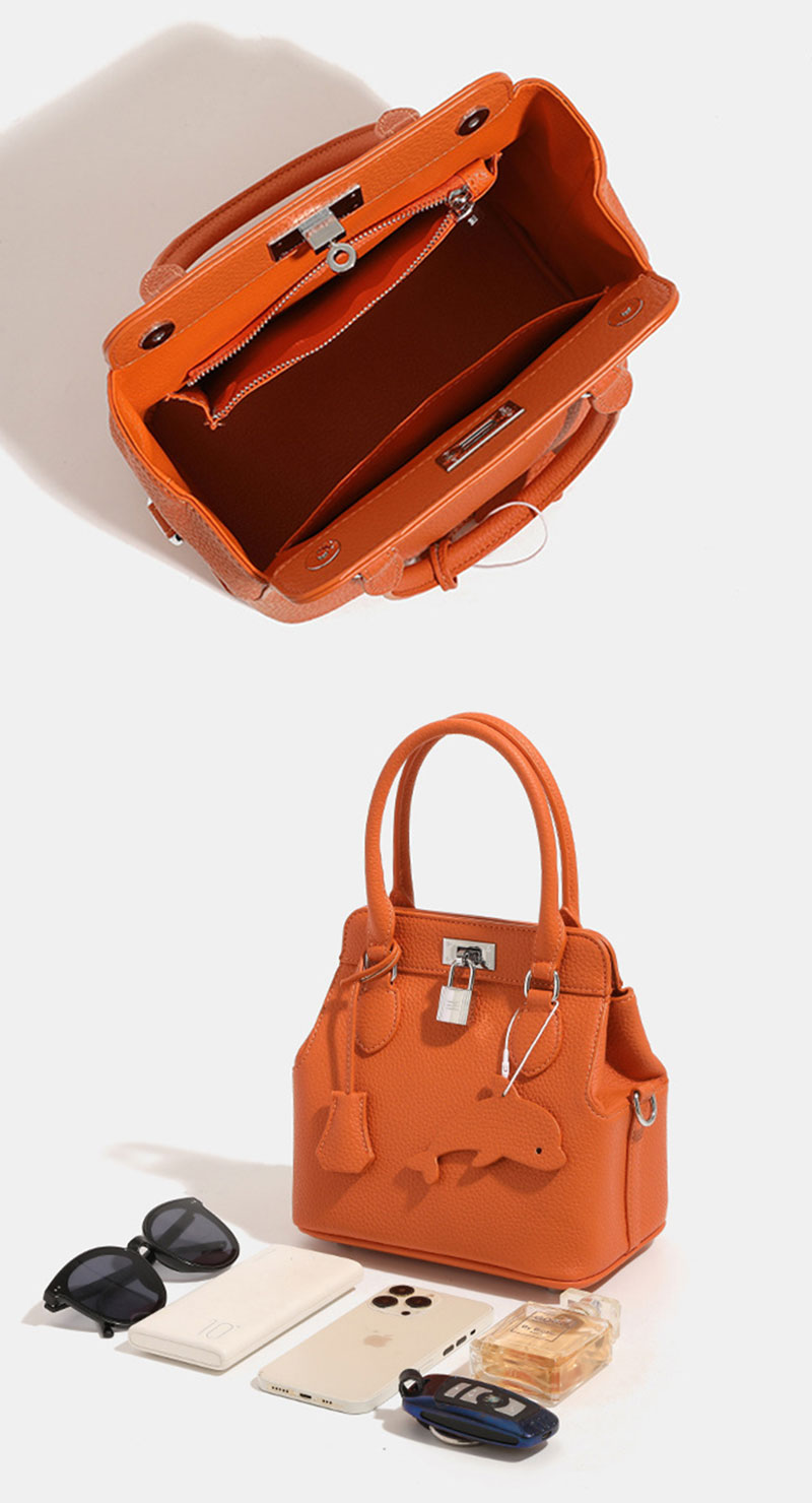 Chic Orange Pebbled Leather Tote Bag for Fashion-Forward Women