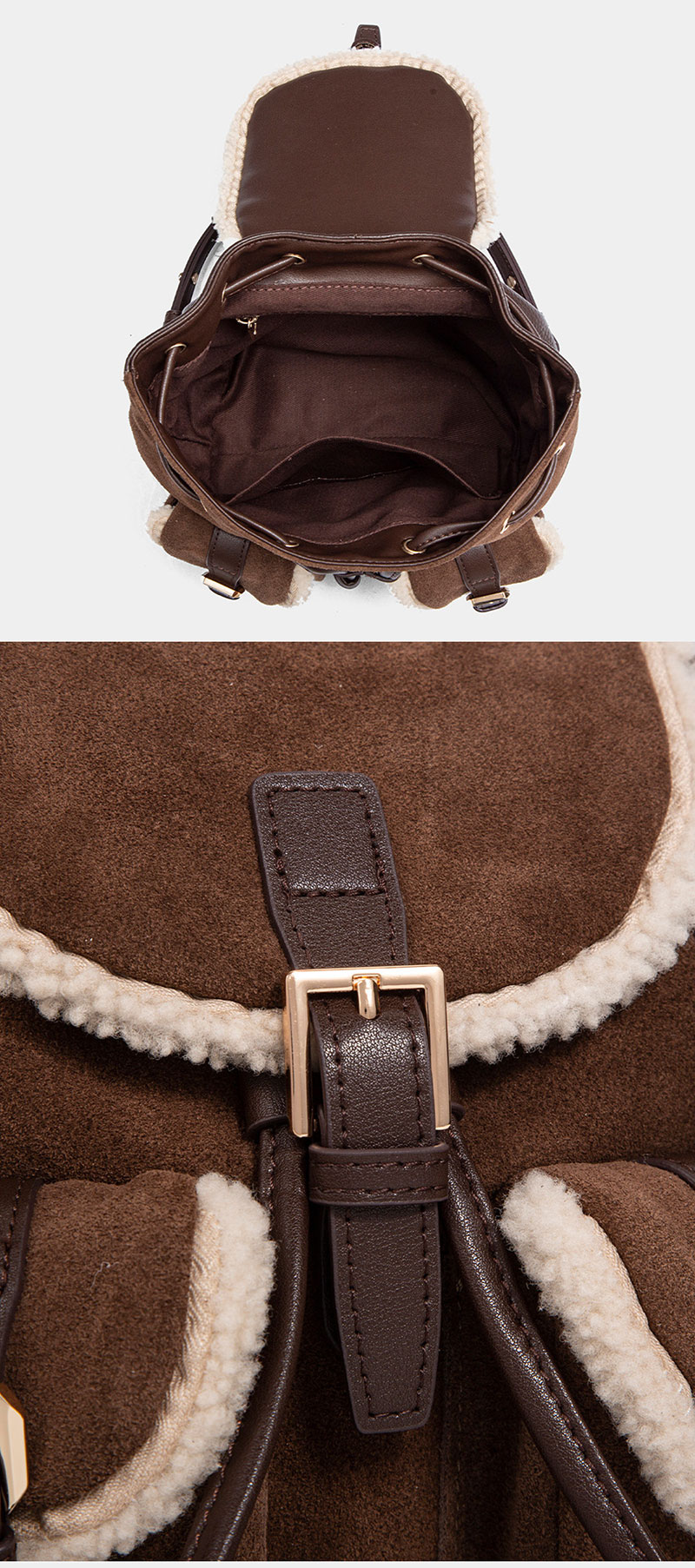 Stylish Winter Vintage Brown Suede Leather Backpack for Women