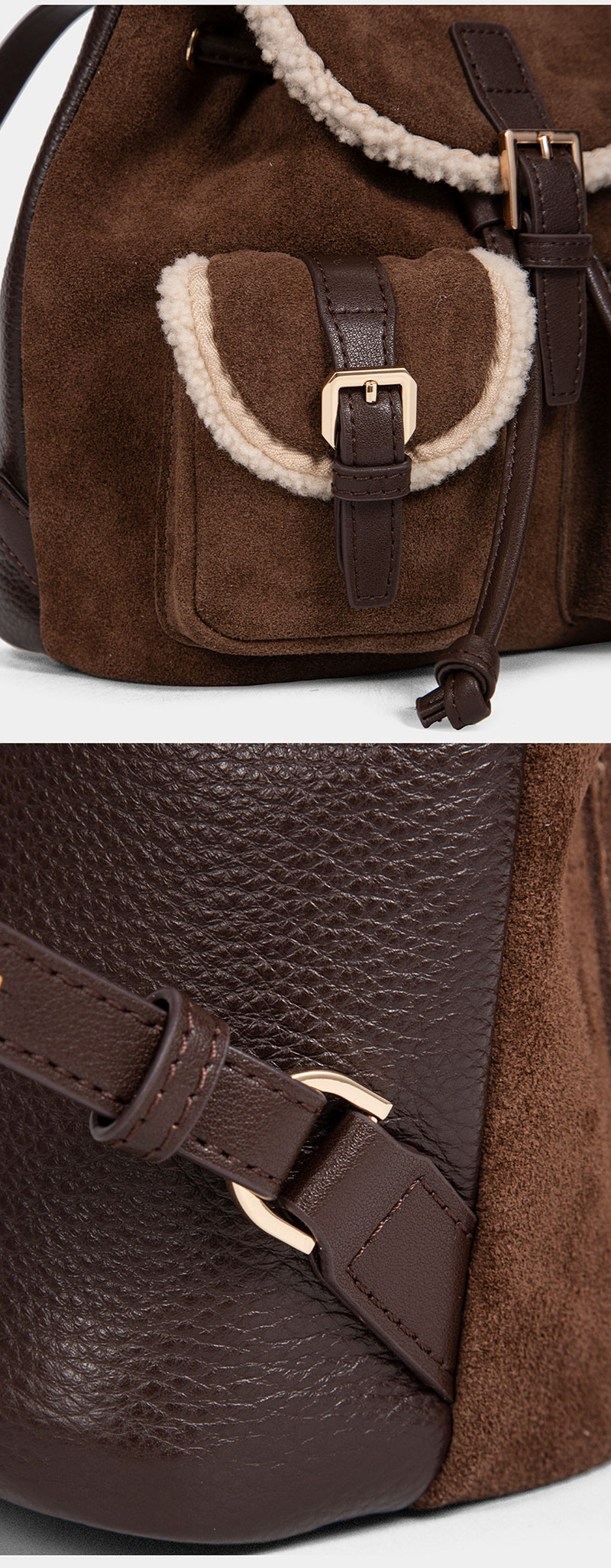 Stylish Winter Vintage Brown Suede Leather Backpack for Women