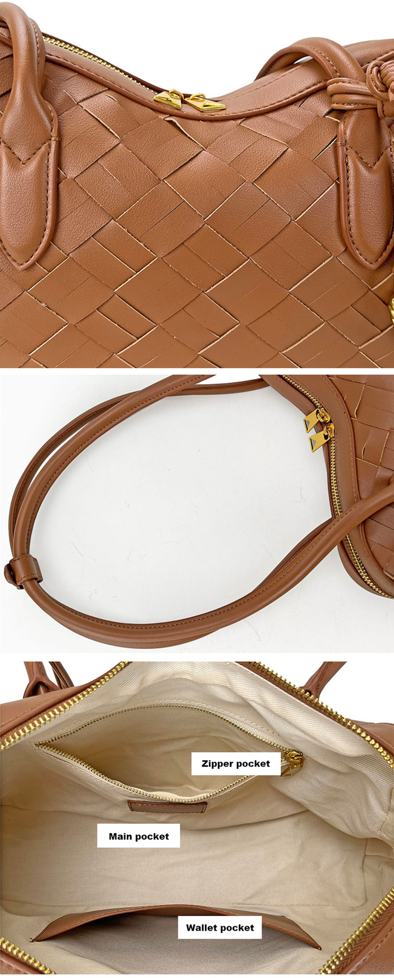 Luxury Designer Woven Leather Shoulder Bag Women Purse