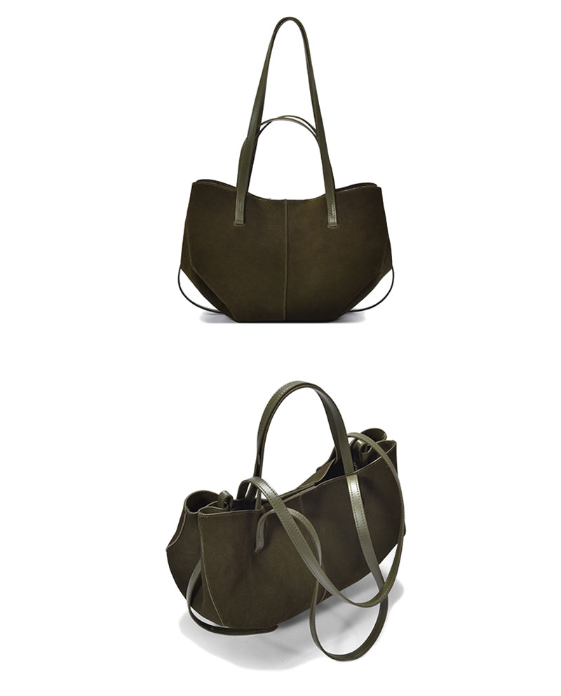 Stylish Premium Olive Suede Leather Handbags Women Tote Bag