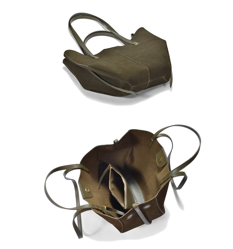 Stylish Premium Olive Suede Leather Handbags Women Tote Bag
