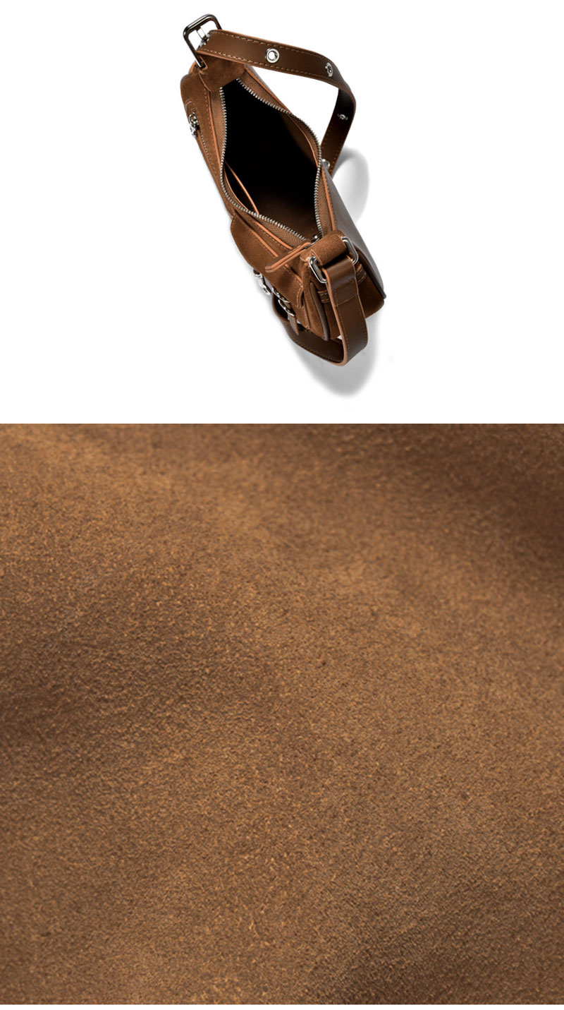 Stylish Brown Suede Leather Crossbody Shoulder Bag for Women