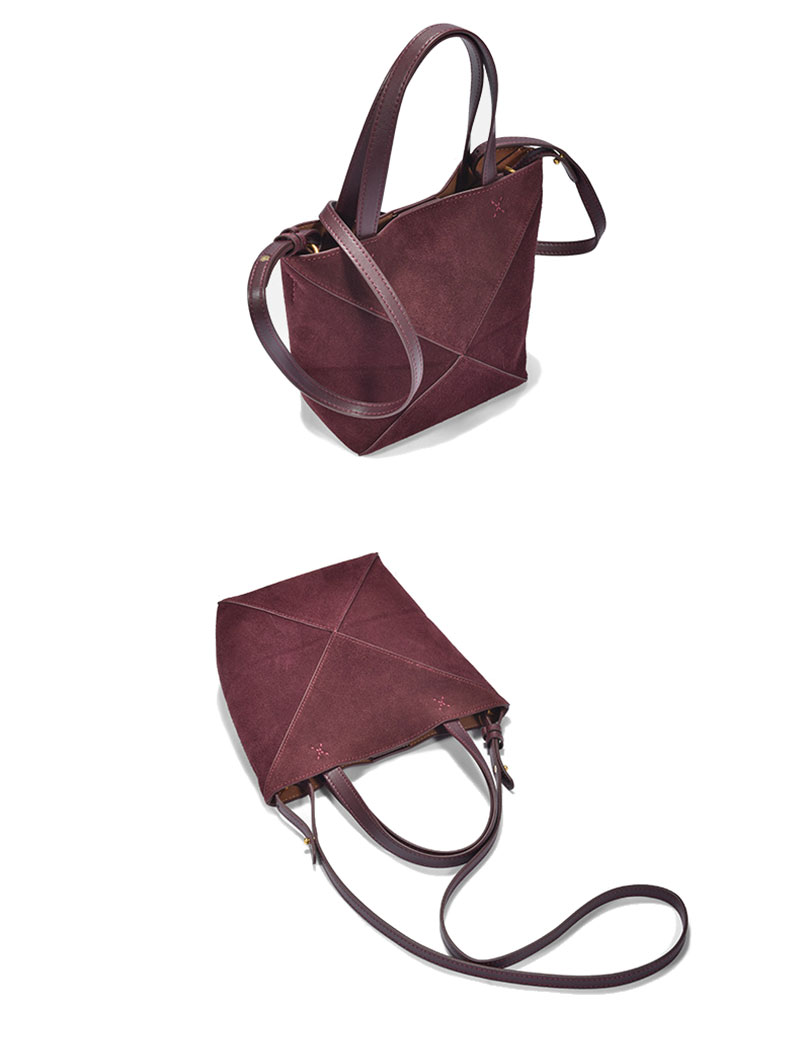 Custom Design Premium Suede Leather Tote Bag with Shoulder Strap