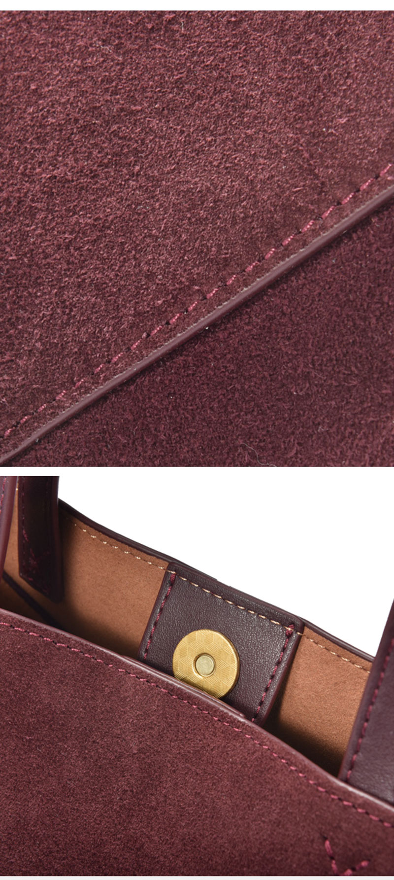 Custom Design Premium Suede Leather Tote Bag with Shoulder Strap