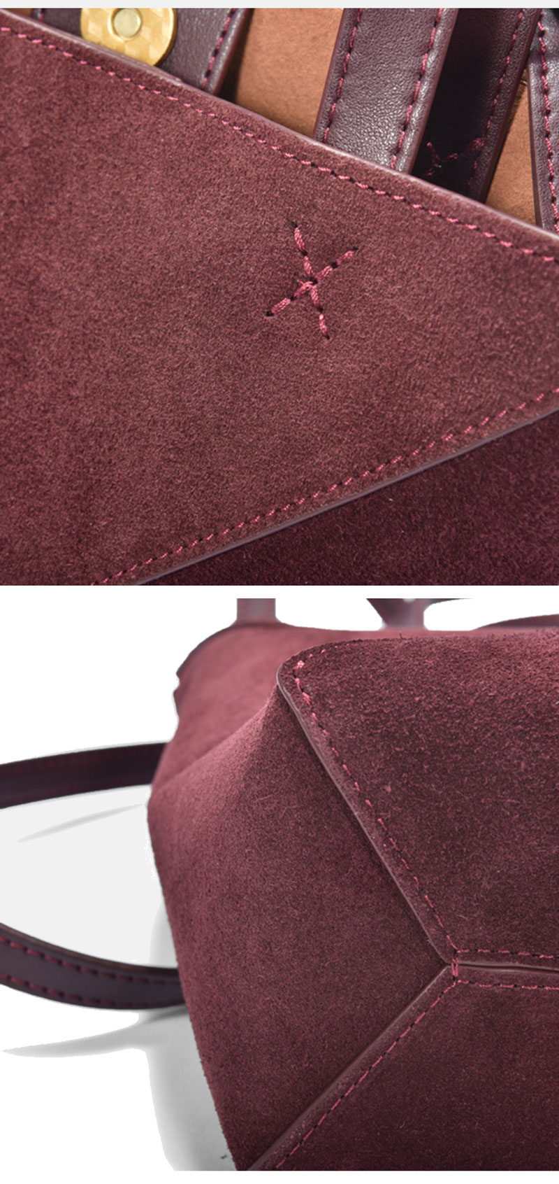Custom Design Premium Suede Leather Tote Bag with Shoulder Strap