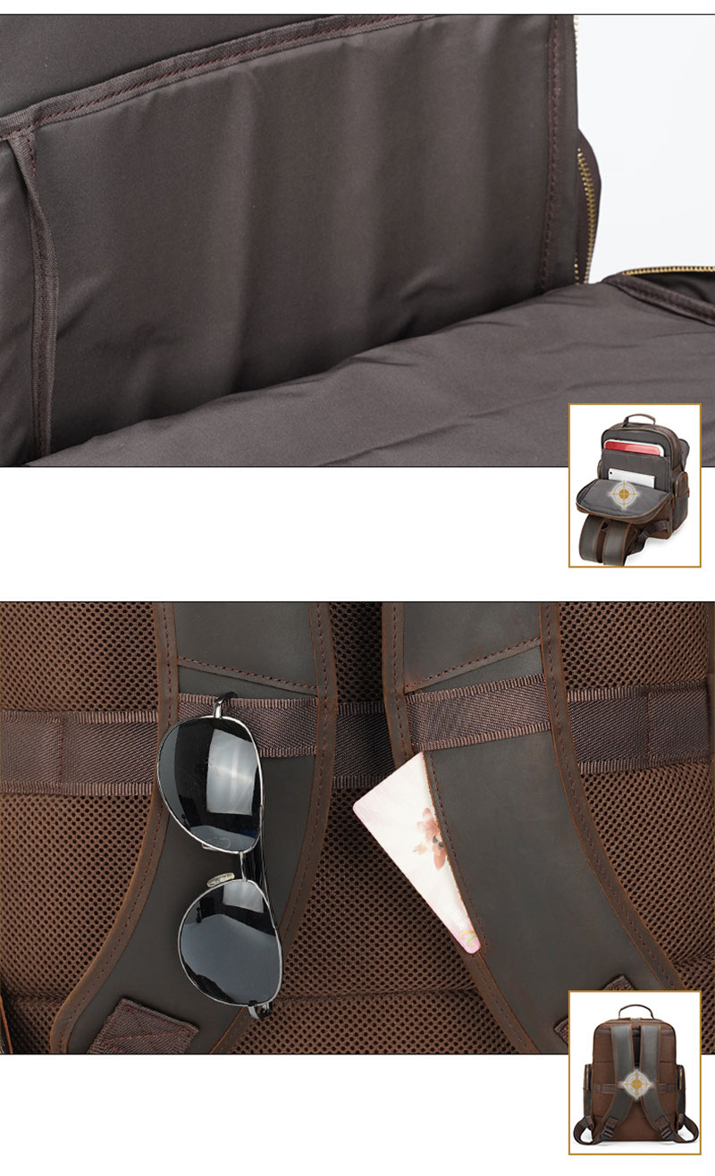 Vintage Brown Full Grain Leather 17 Inches Laptop Backpack for Men