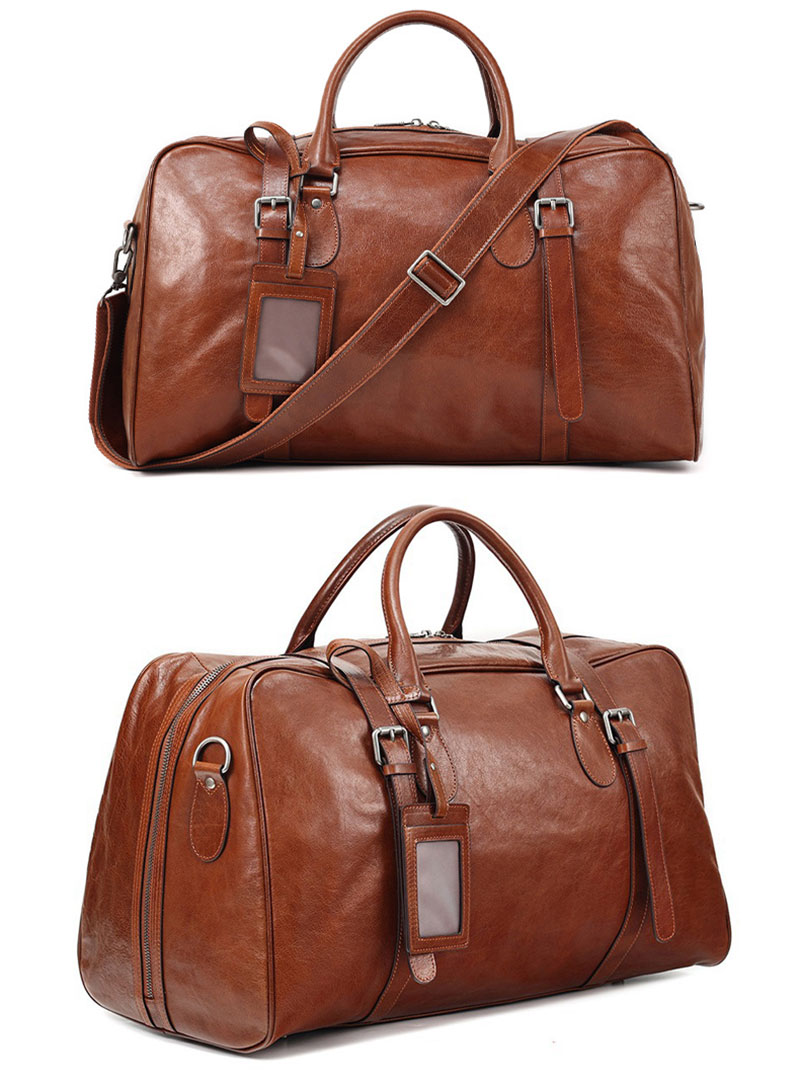 Custom Design Premium Genuine Leather Travel Bag for Weekend