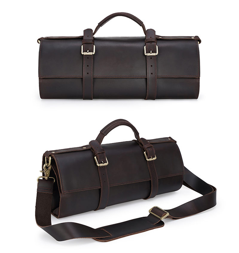 Customizable Premium Brown Leather Tool Bag with Strap