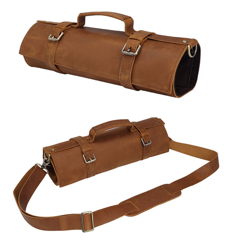 Customizable Premium Brown Leather Tool Bag with Strap