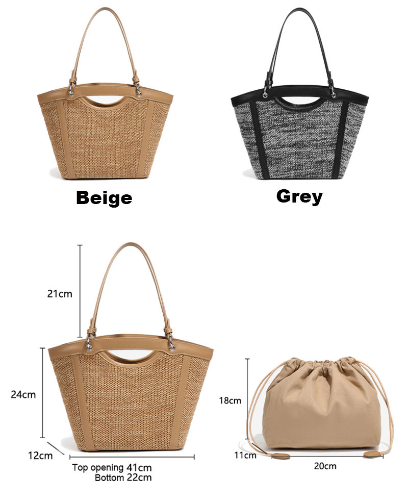 Customizable OEM Raffia Straw PU Beach Hand Bag for Women