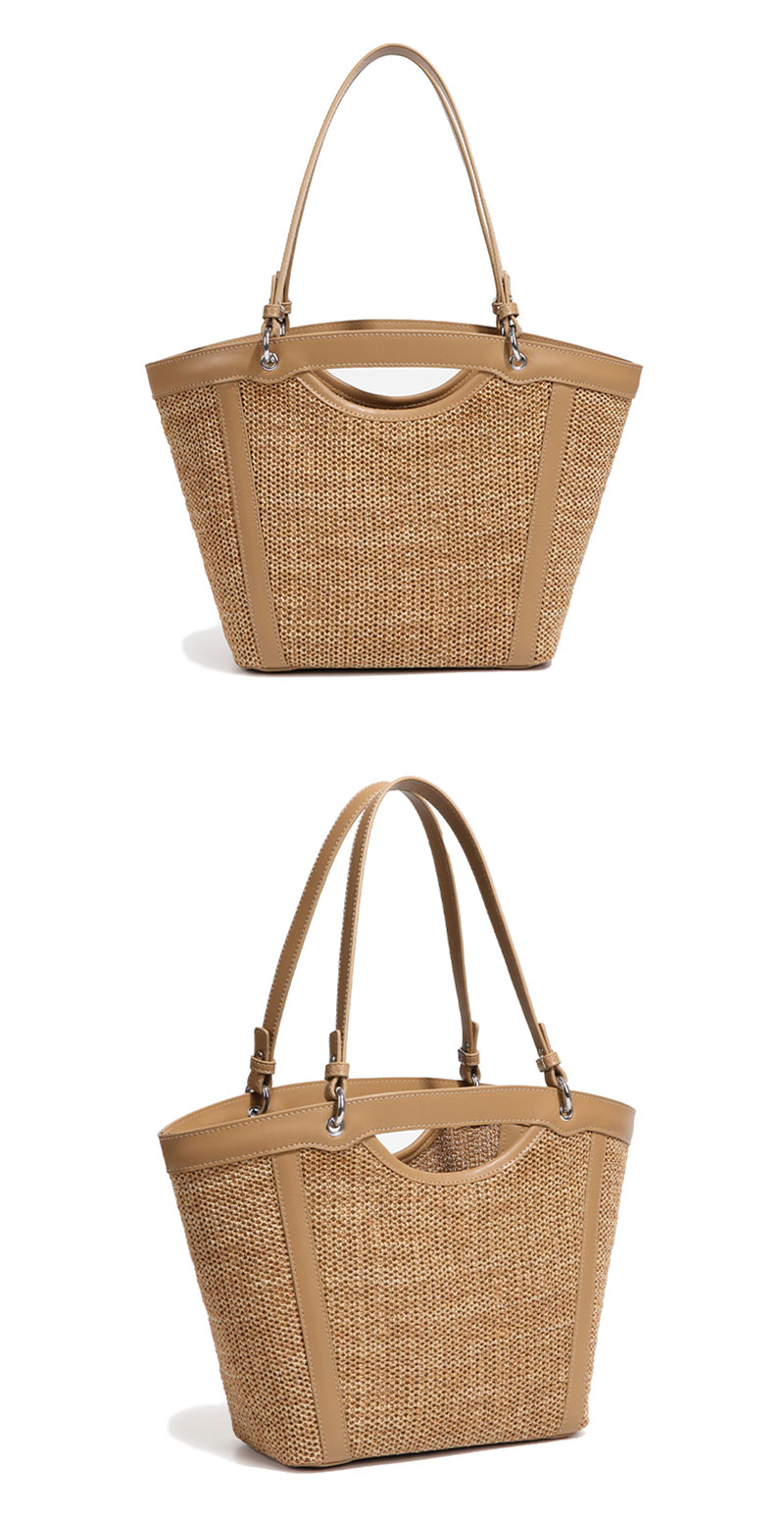 Customizable OEM Raffia Straw PU Beach Hand Bag for Women