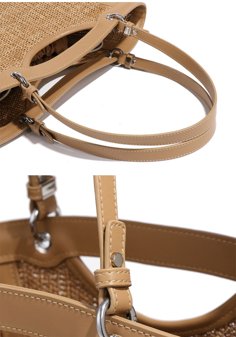 Customizable OEM Raffia Straw PU Beach Hand Bag for Women