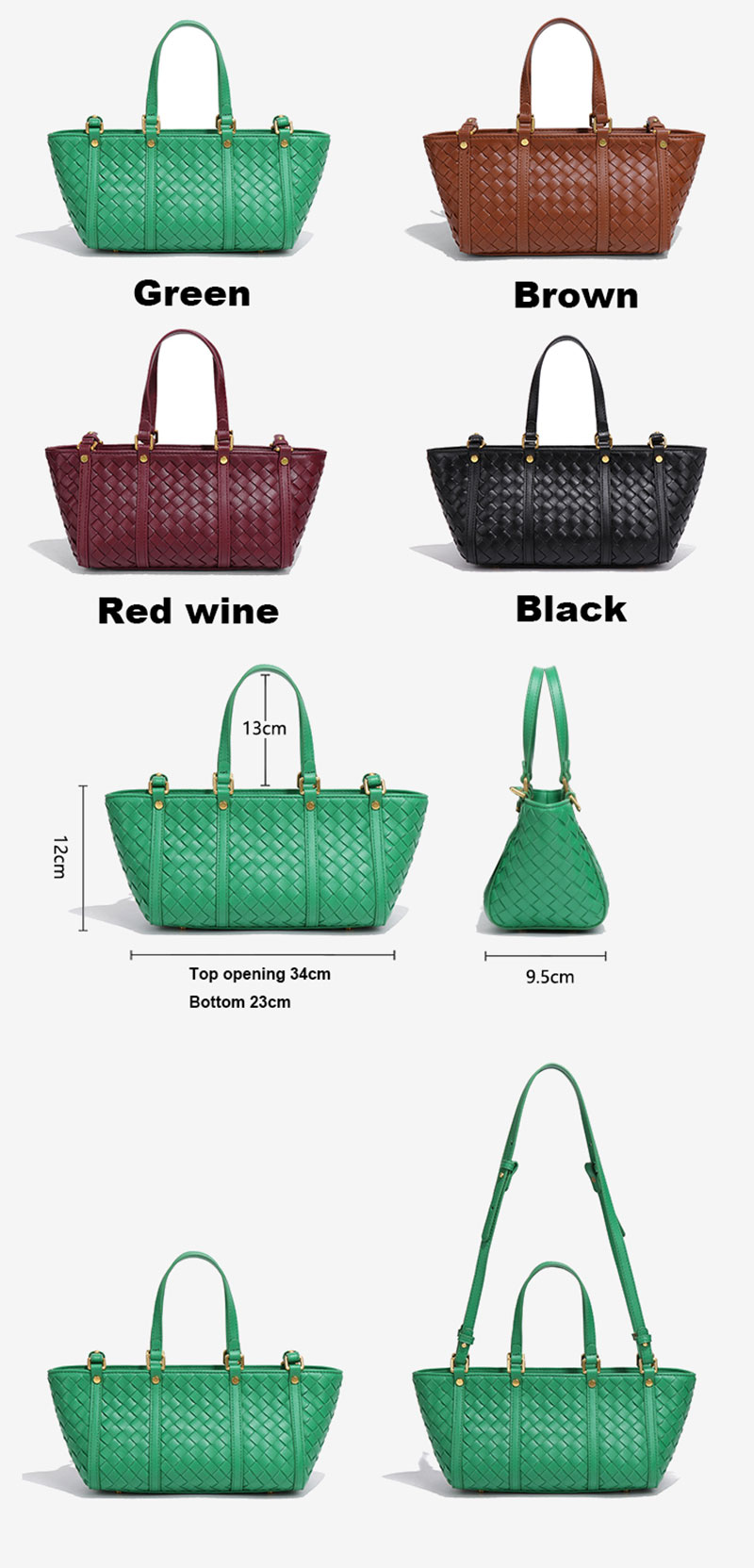 Chic Green Woven PU Leather Handbag for Women