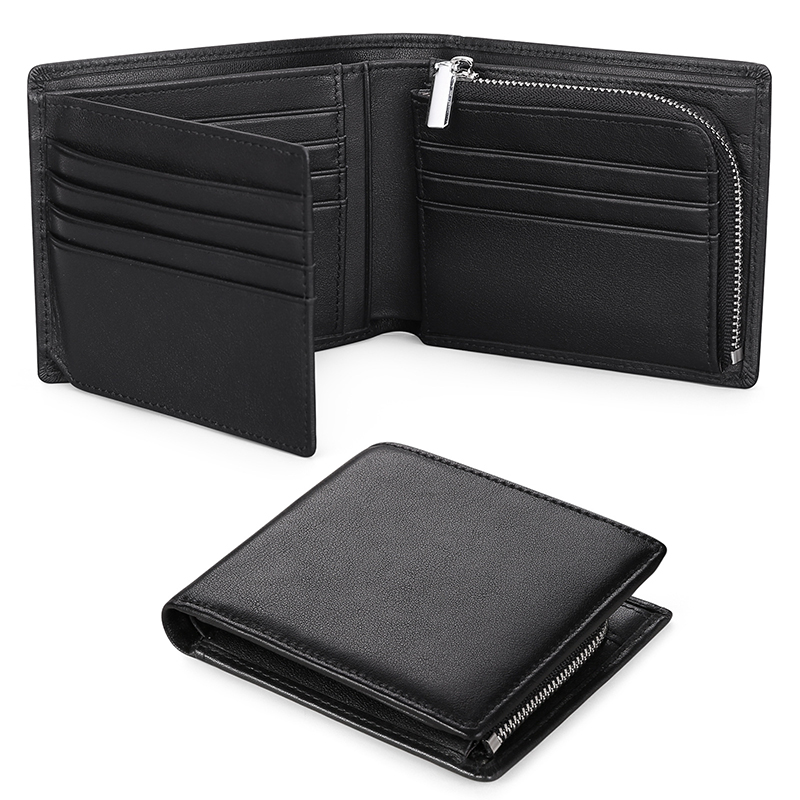 Classical design good quality black full grain leather men wallet RFID credit cards wallet