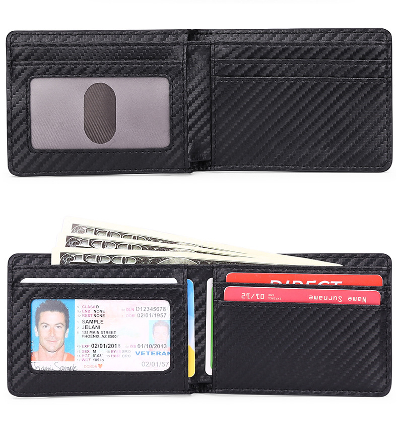 Custom design leather RFID credit cards holder carbon fiber cards wallet for Christmas gift