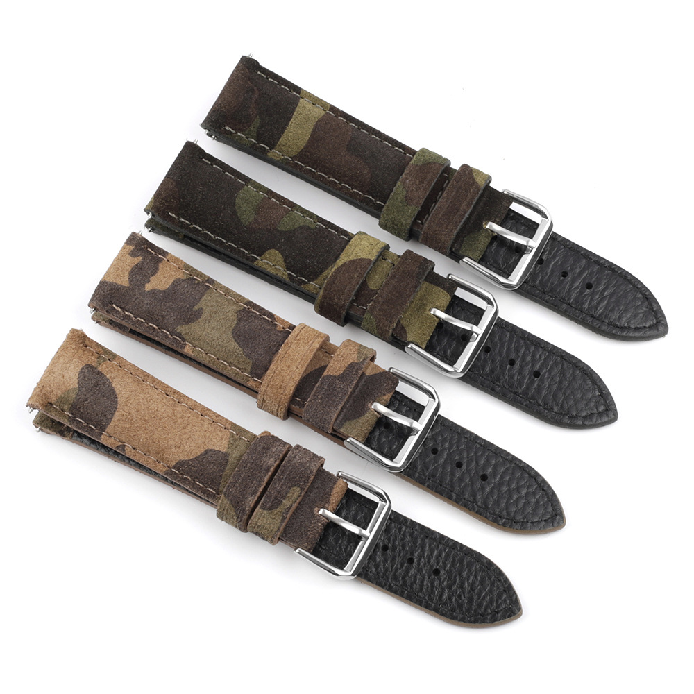 High quality camo green leather watch strap wrist watch strap leather watch bands