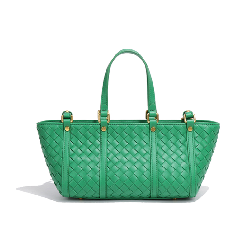  Chic Green Woven PU Leather Handbag for Women