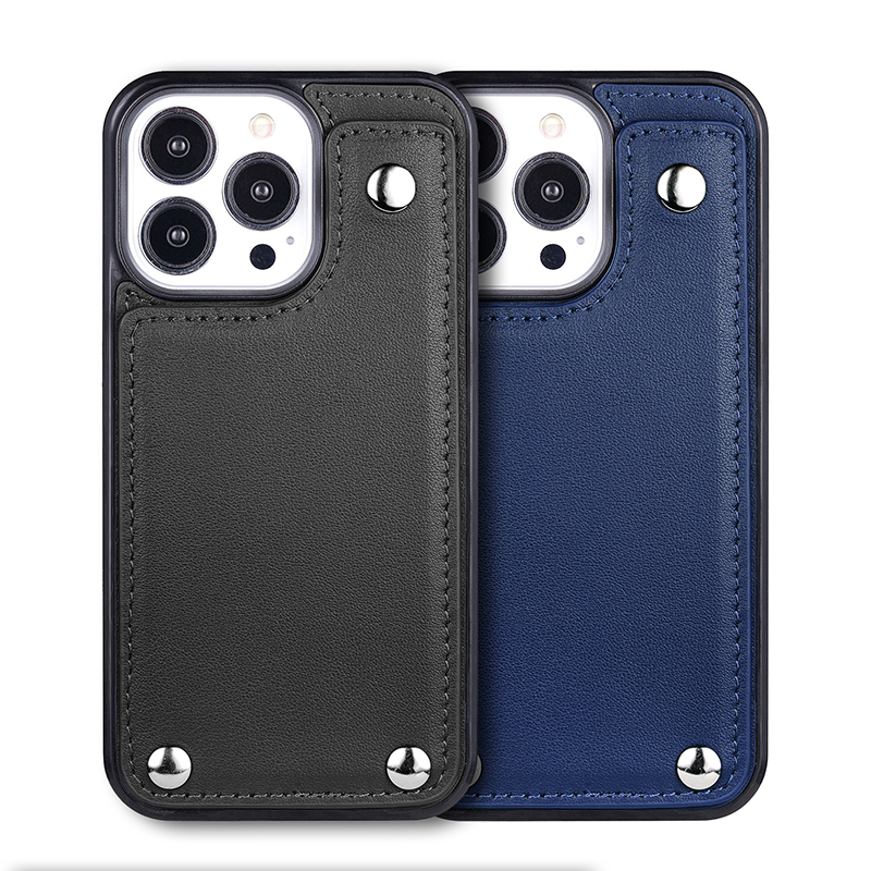 New arrival high end genuine leather i phone 14 phone case with credit cards holder