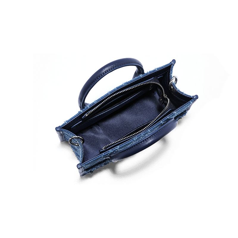 New arrival good quality leather ladies shoulder bag tote bag blue denim women purse
