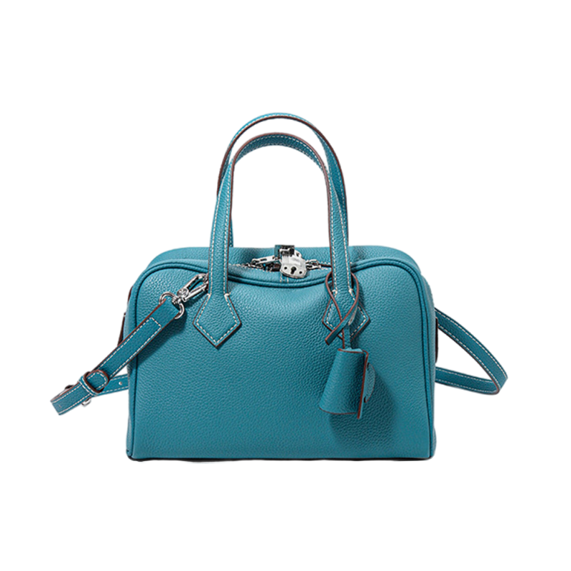 Elegant Peacock Green Leather Shoulder Bag with Adjustable Crossbody Strap