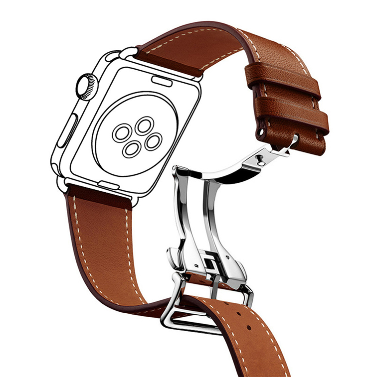 Factory price best selling good quality 38mm 42mm brown full grain leather watchband