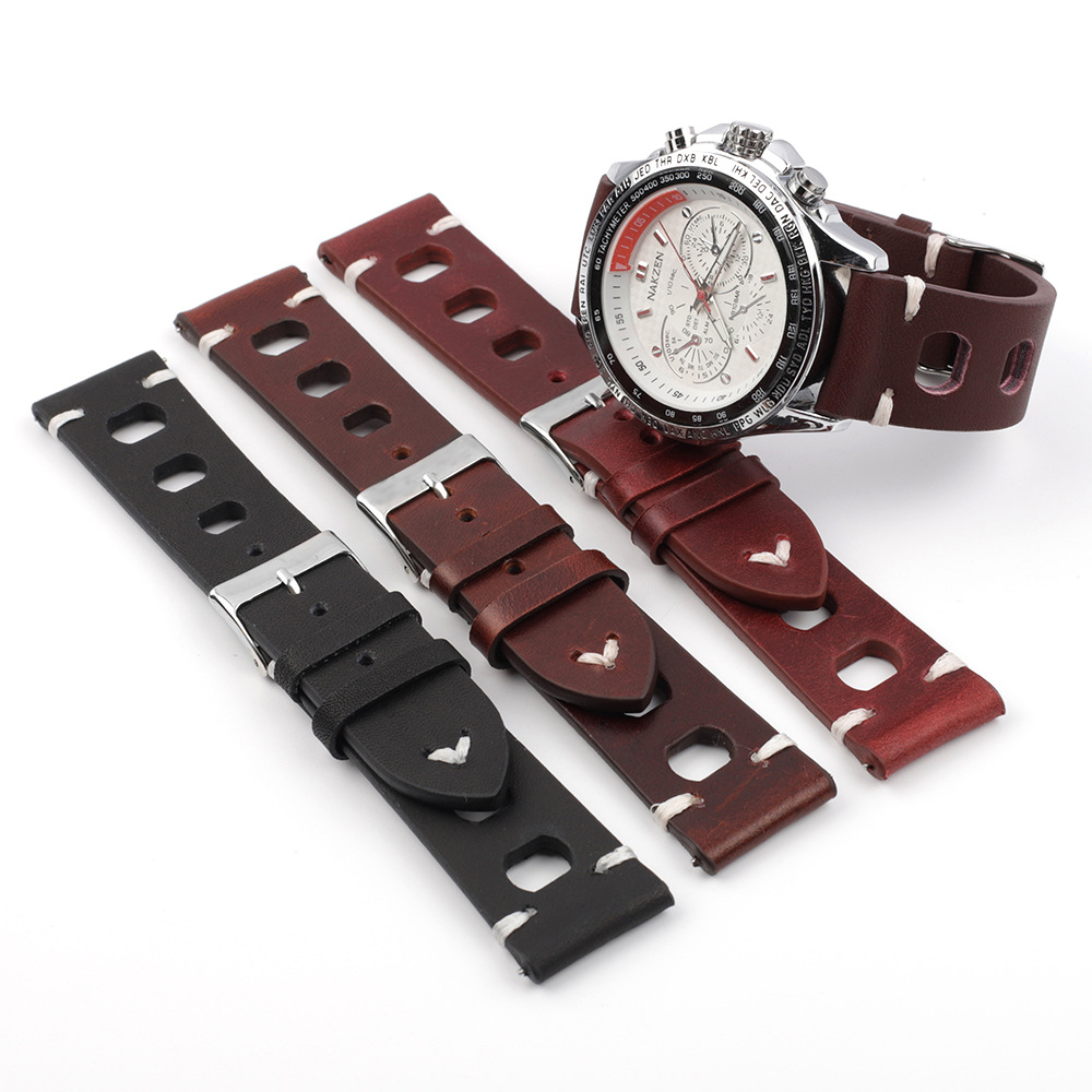 22mm New arrival holes leather watch straps breathability leather watch bands
