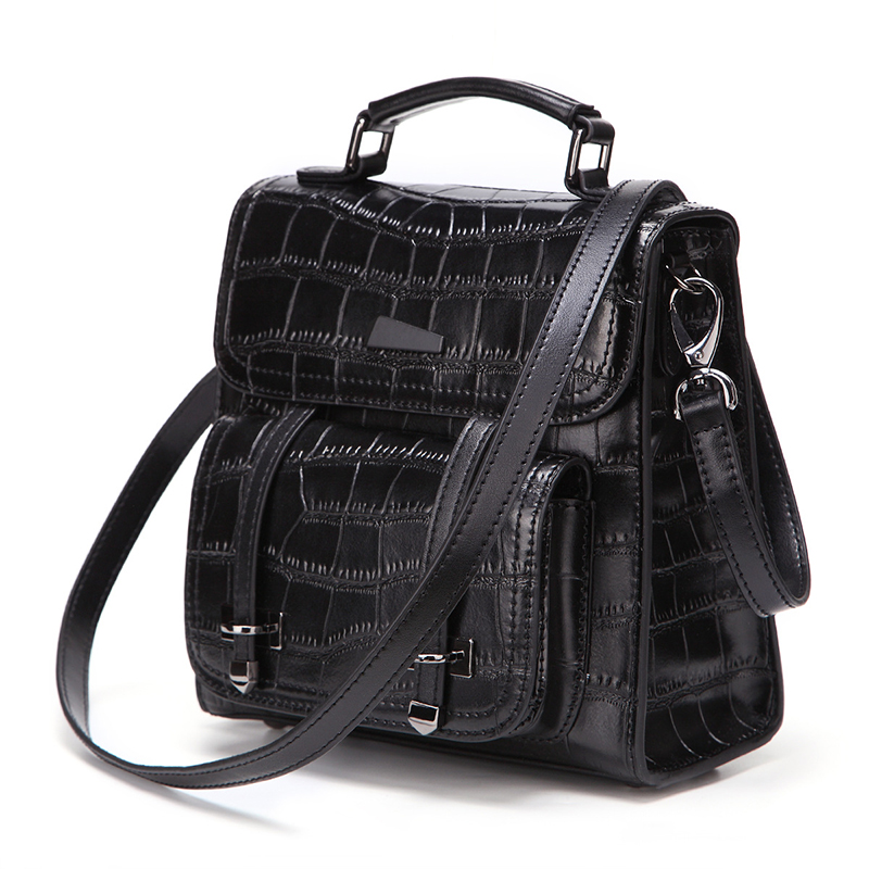 China factory new arrivel designer bag black crocodile grain leather backpack women&#39;s purse