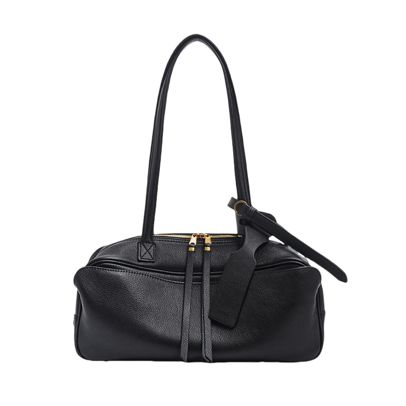Elegant Bowling Design Genuine Leather Women's Shoulder Bag