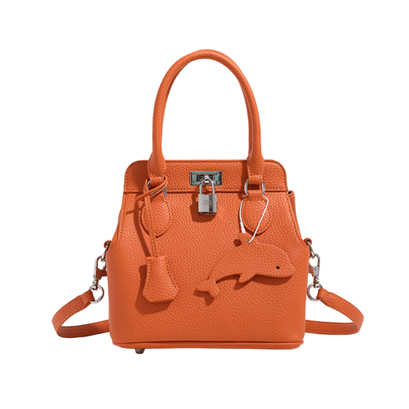 Chic Orange Pebbled Leather Tote Bag for Fashion-Forward Women
