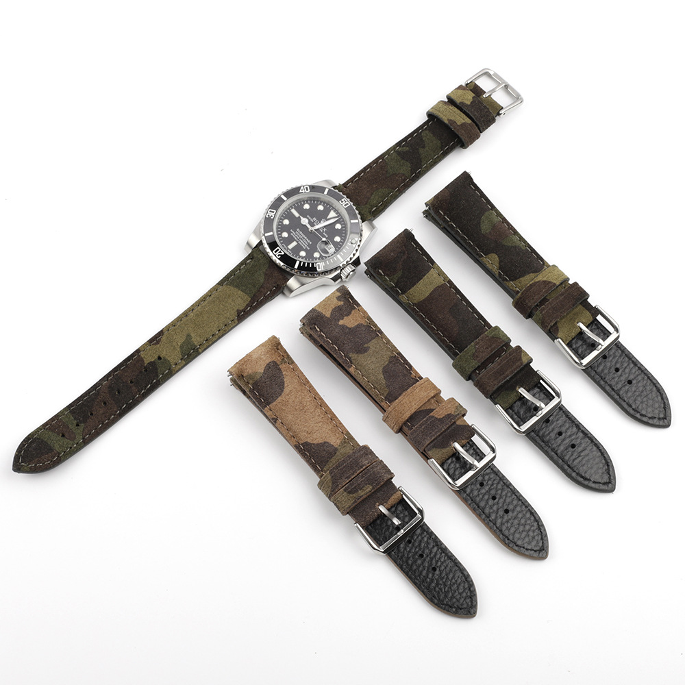 High quality camo green leather watch strap wrist watch strap leather watch bands