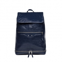 New arrival dark blue italy leather sports backpack bag