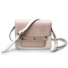 Good quality low price ostrich cow leather small cell phone single shoulder bag for girls