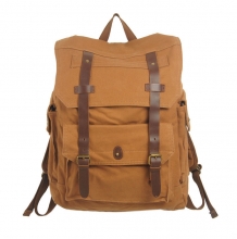 China manufacturer low price khaki canvas laptop backpack bag with pure leather for men