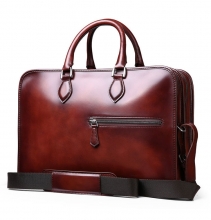 2016 large capacity double zipper vintage leather briefcase bag for business