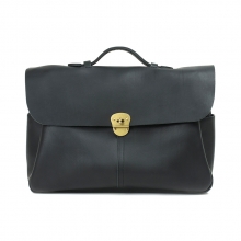 Italy imported genuine leather black briefcase handbag for men