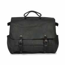 High quality durable mens black leather laptop messenger bag