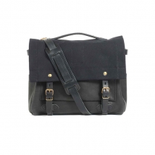 New design high end black leather with canvas postmen bag laptop bag