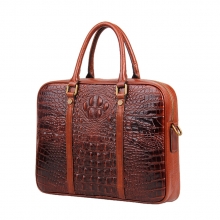 Hot selling good price vintage design brown croc print leather briefcase for men